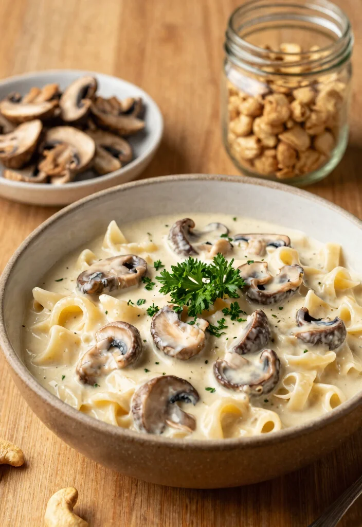9 Creamy Vegan Pasta Recipes Rich Flavorful and Easy to Make - 3. Creamy Vegan Mushroom Stroganoff 1