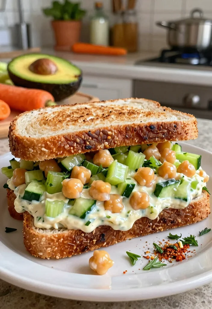 9 Easy Vegan Chickpea Recipes High Protein Filling and Delicious - 1. Creamy Chickpea Salad Sandwich 1
