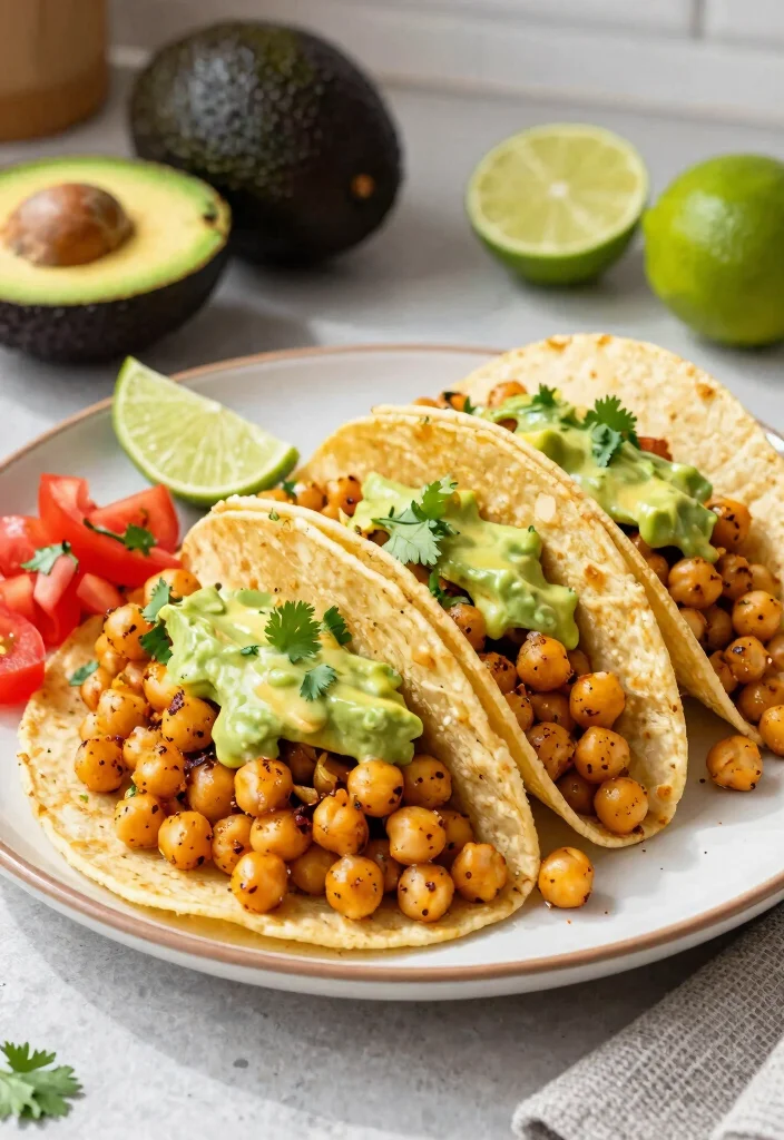 9 Easy Vegan Chickpea Recipes High Protein Filling and Delicious - 5. Chickpea Tacos with Avocado Lime Sauce 1