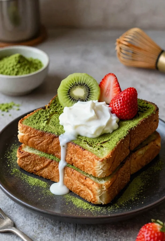 9 Easy Vegan French Toast Recipes Crispy Custardy and Delicious - 7. Matcha French Toast 1