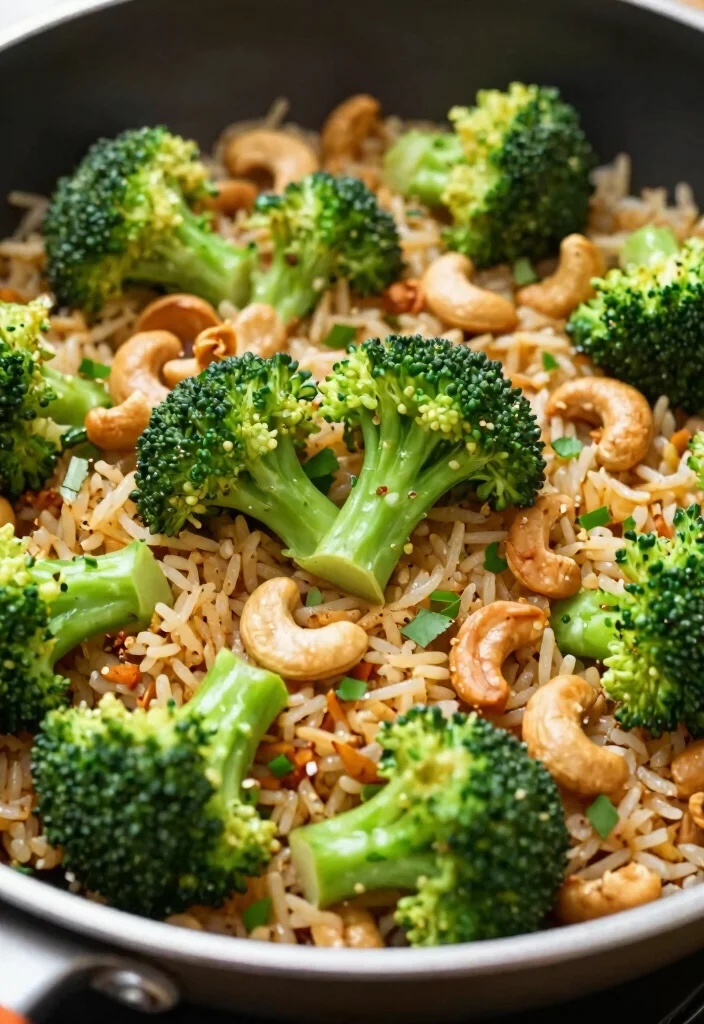 9 Easy Vegan Fried Rice Recipes Quick Savory and Better Than Takeout - 9. Asian Broccoli and Cashew Fried Rice 1