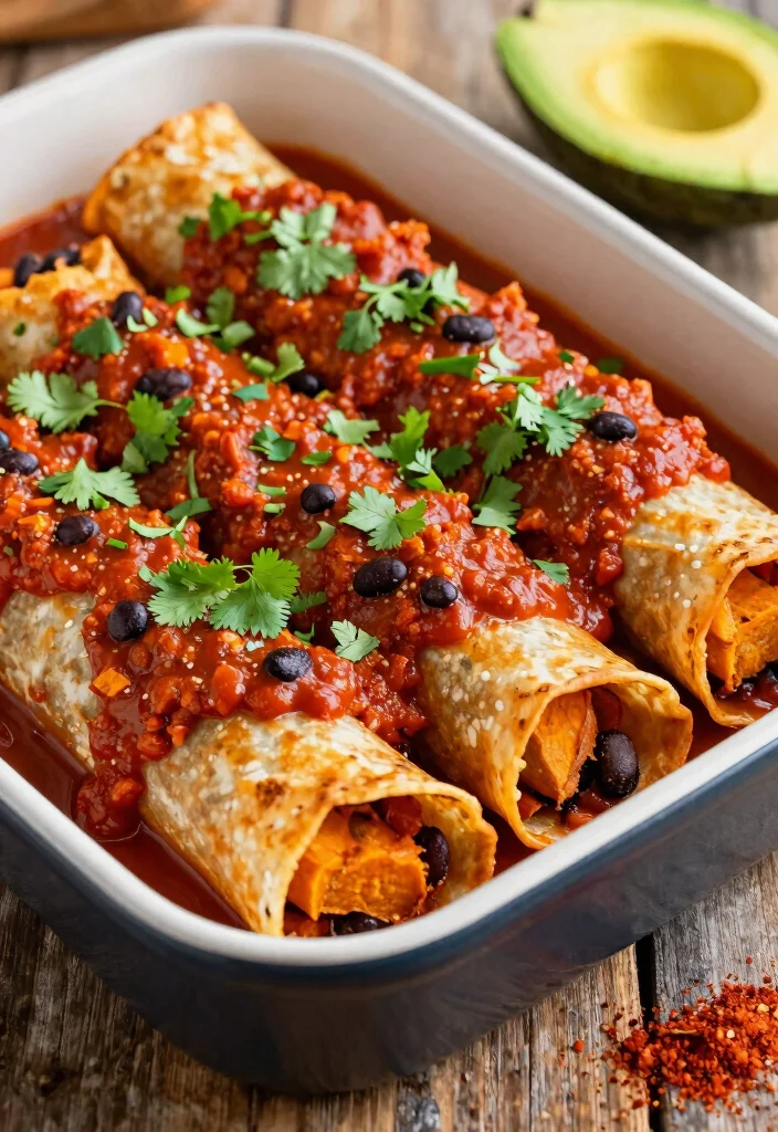 9 Easy Vegan Recipes Perfect for Beginners and Busy Weeknights - 8. Sweet Potato and Black Bean Enchiladas 1