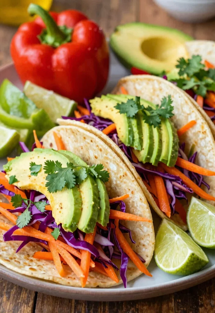 9 Easy Vegan Tacos Recipes Packed With Flavor and Plant Based Protein - 9. Rainbow Veggie Tacos 1